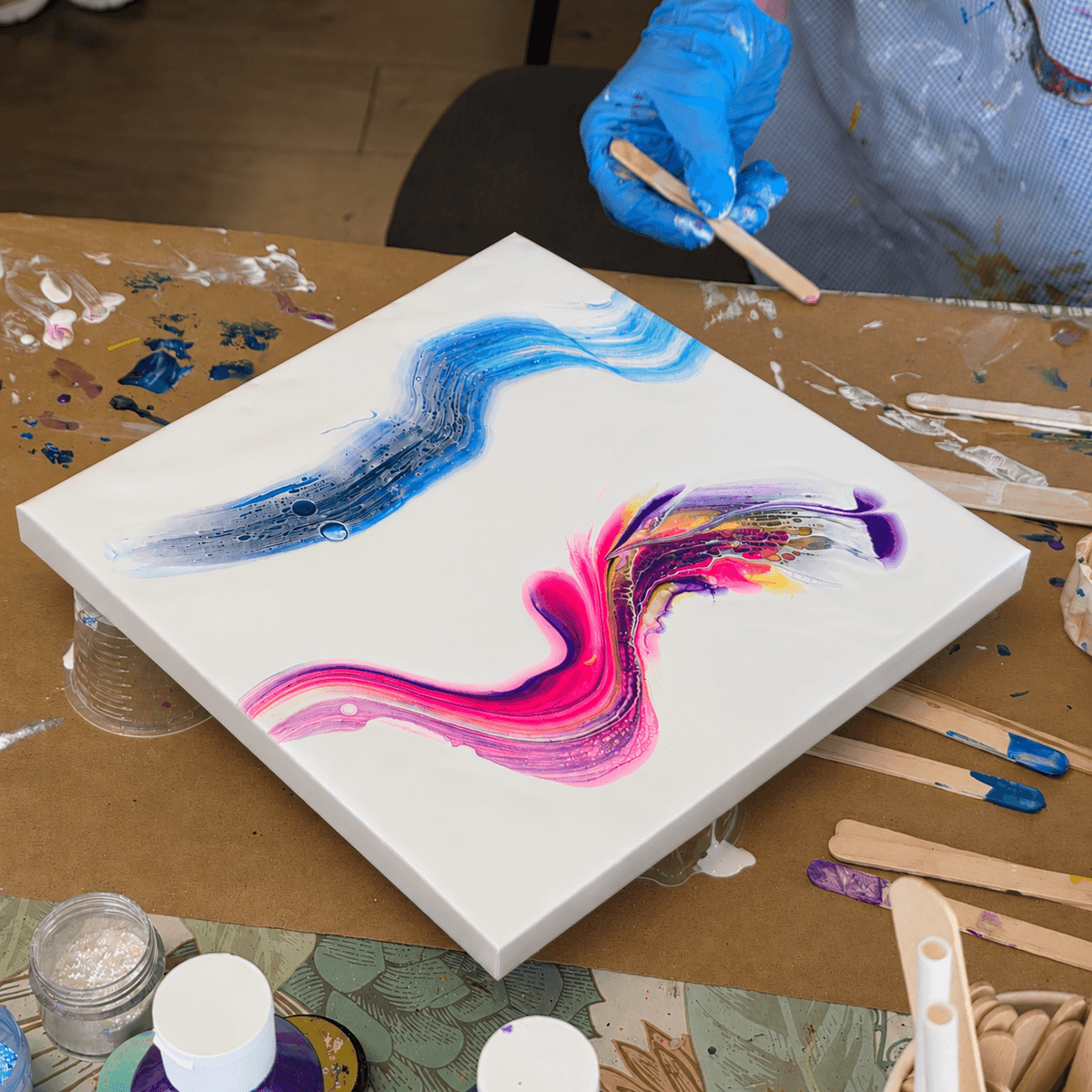 Triple gesso primed square canvas panel for resin art and painting