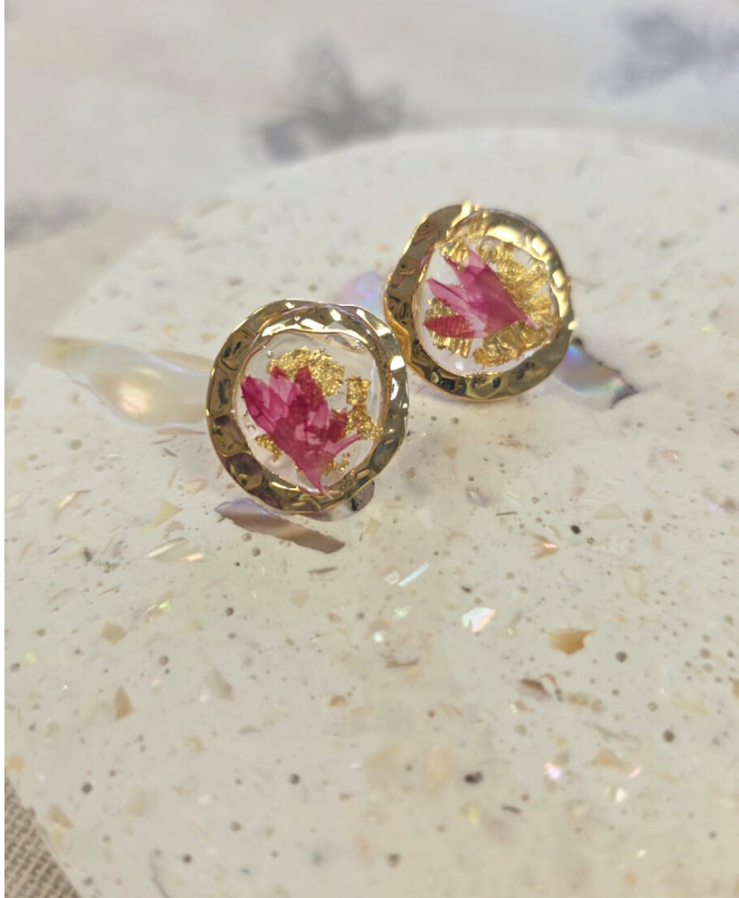 Open Bezel Hammered Round Stud Earrings – Gold or Silver Iron!