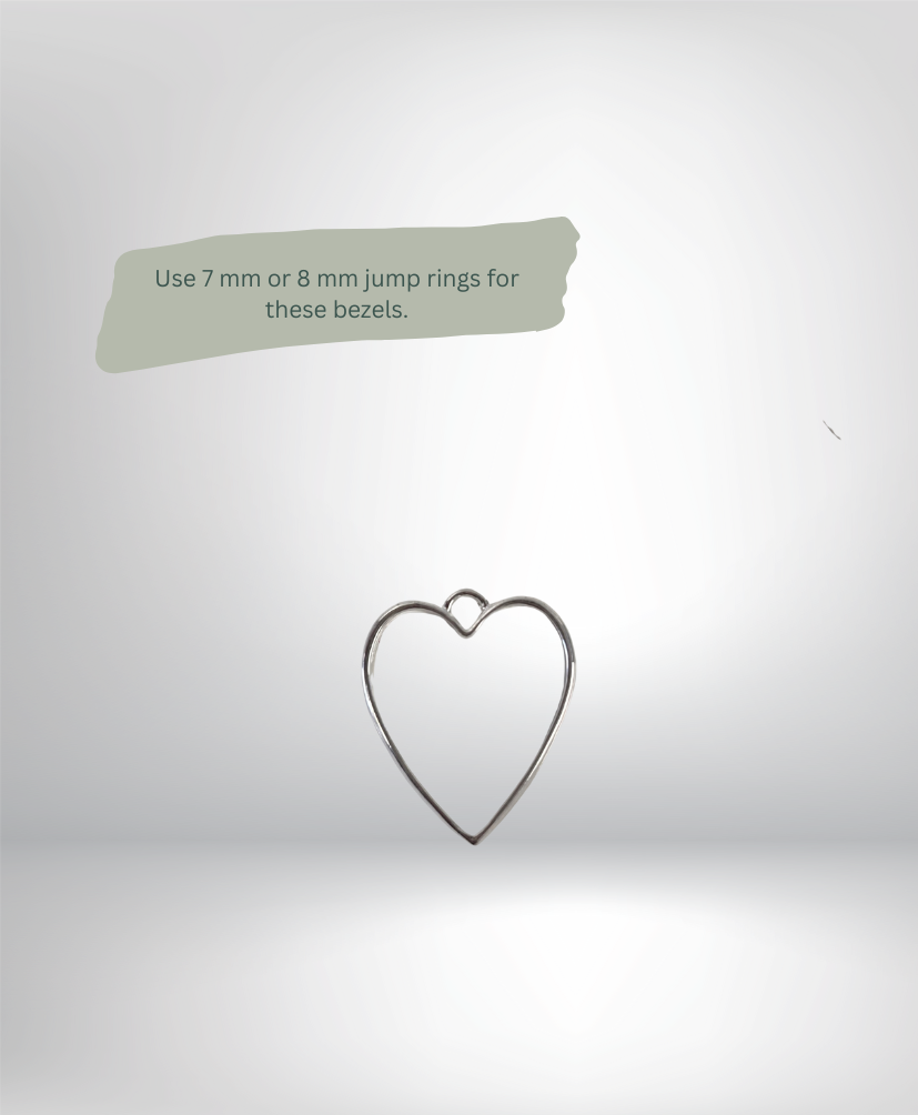 Zinc Alloy Open-Backed Heart Pendant Bezels - 25mm