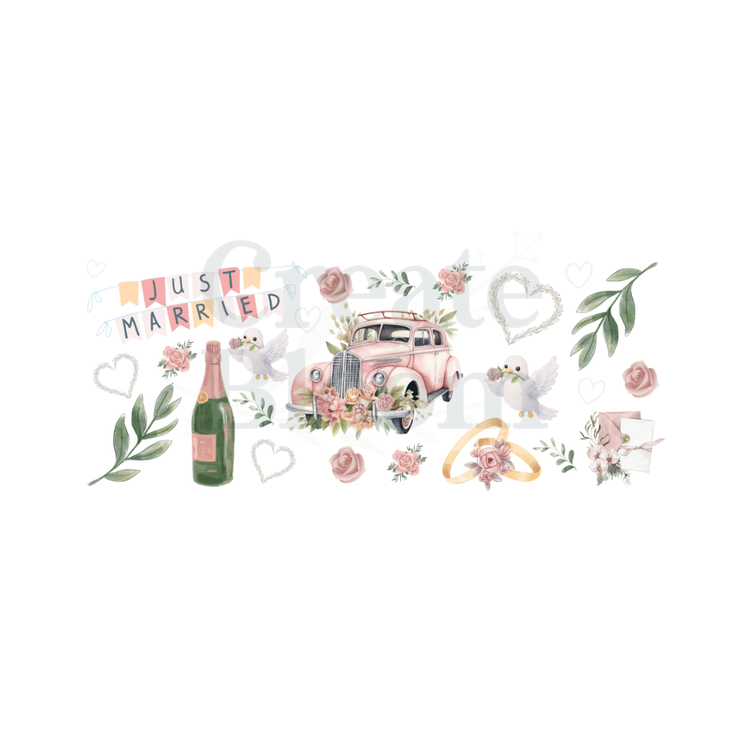 Premium UVDTF Vinyl Transfers for Resin Tumblers & Crafts: Wedding Day