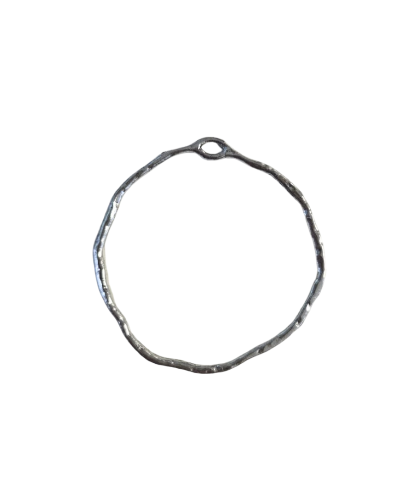 Silver Hammered Round 34mm Bezel - Individually Sold for Resin Crafting!