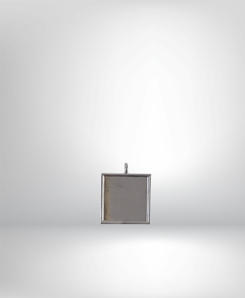 Silver Zinc Alloy Closed-Backed Square Pendant Bezels - Square, Non-Textured!