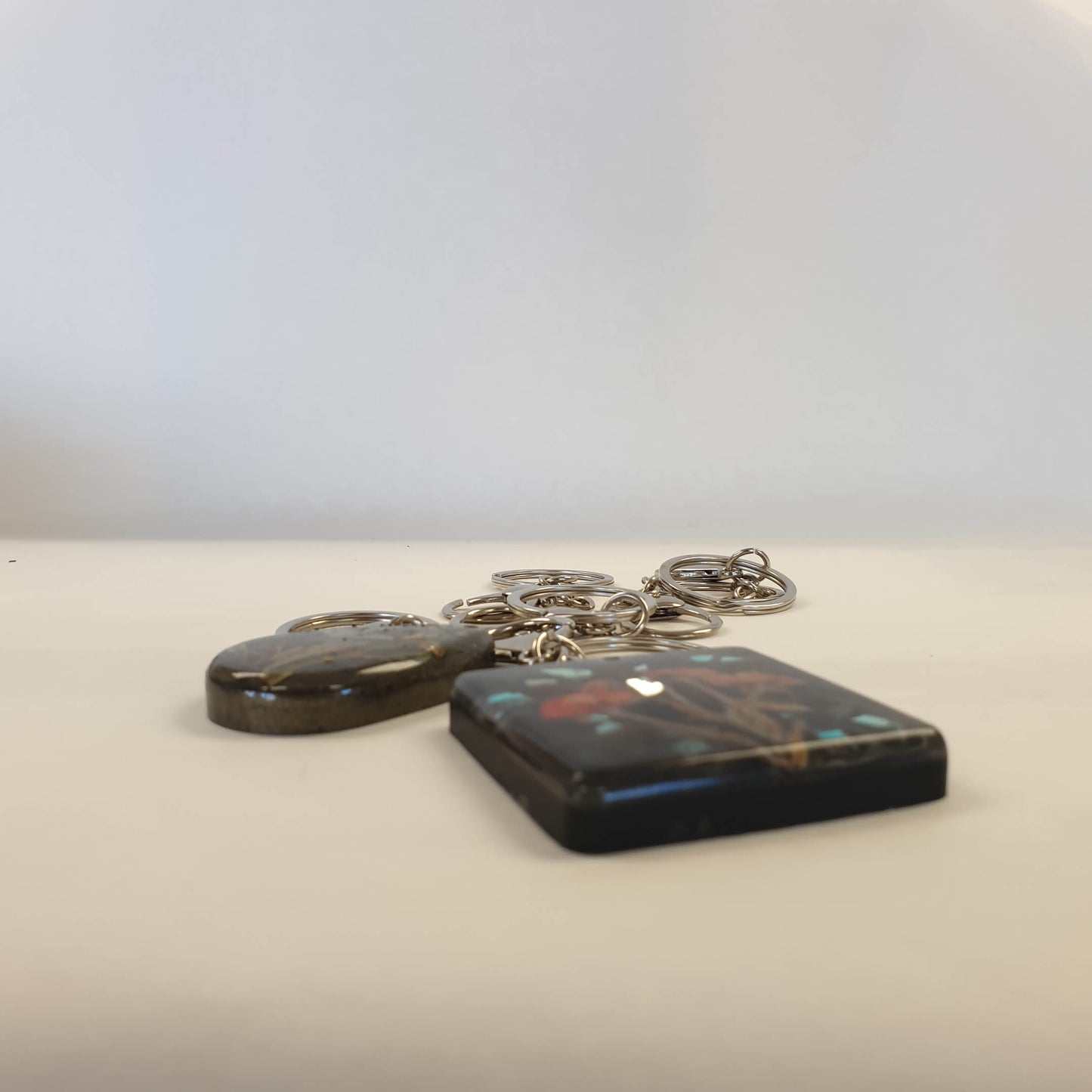 Set of 5 Rhodium Dark Silver Plated Keyring Fittings