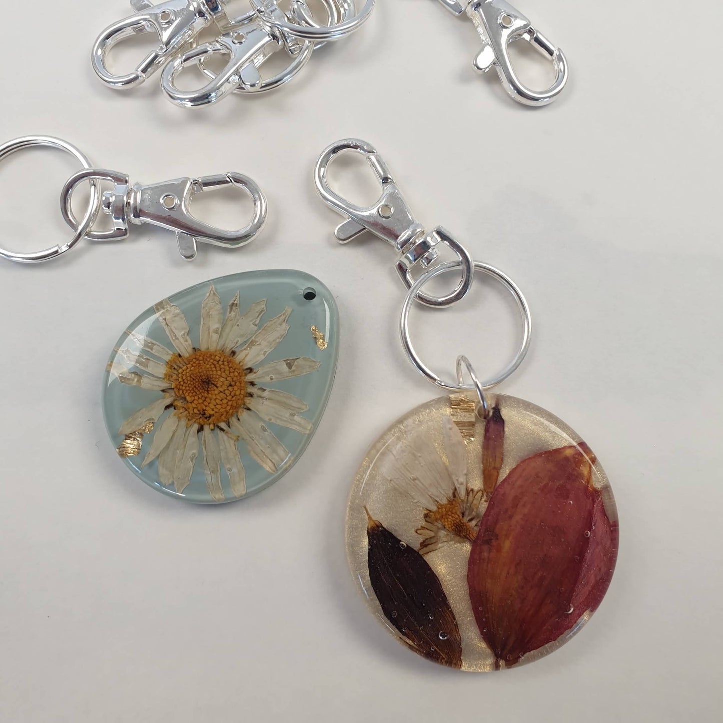 Set of 5 Bright Silver Plated Keyring Fittings