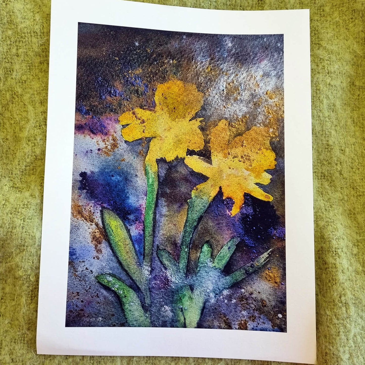 Lou's Garden Daffs - Watercolour Giclee Print 29x19cm