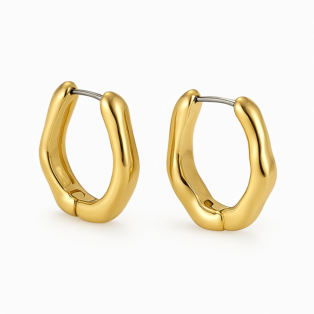 Vintage Irregular Gold Huggie Hoop Earrings