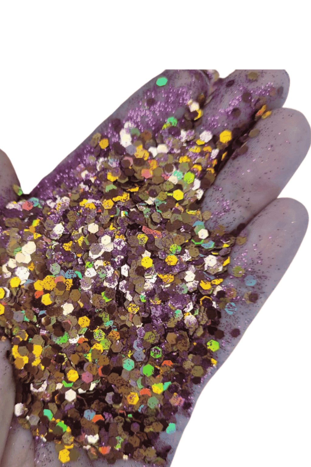 Pink glitter dust with chunky holographic golden glitter