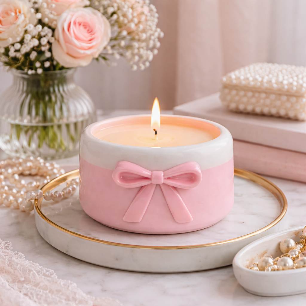 eco pour vessel, mould, bow candle mould