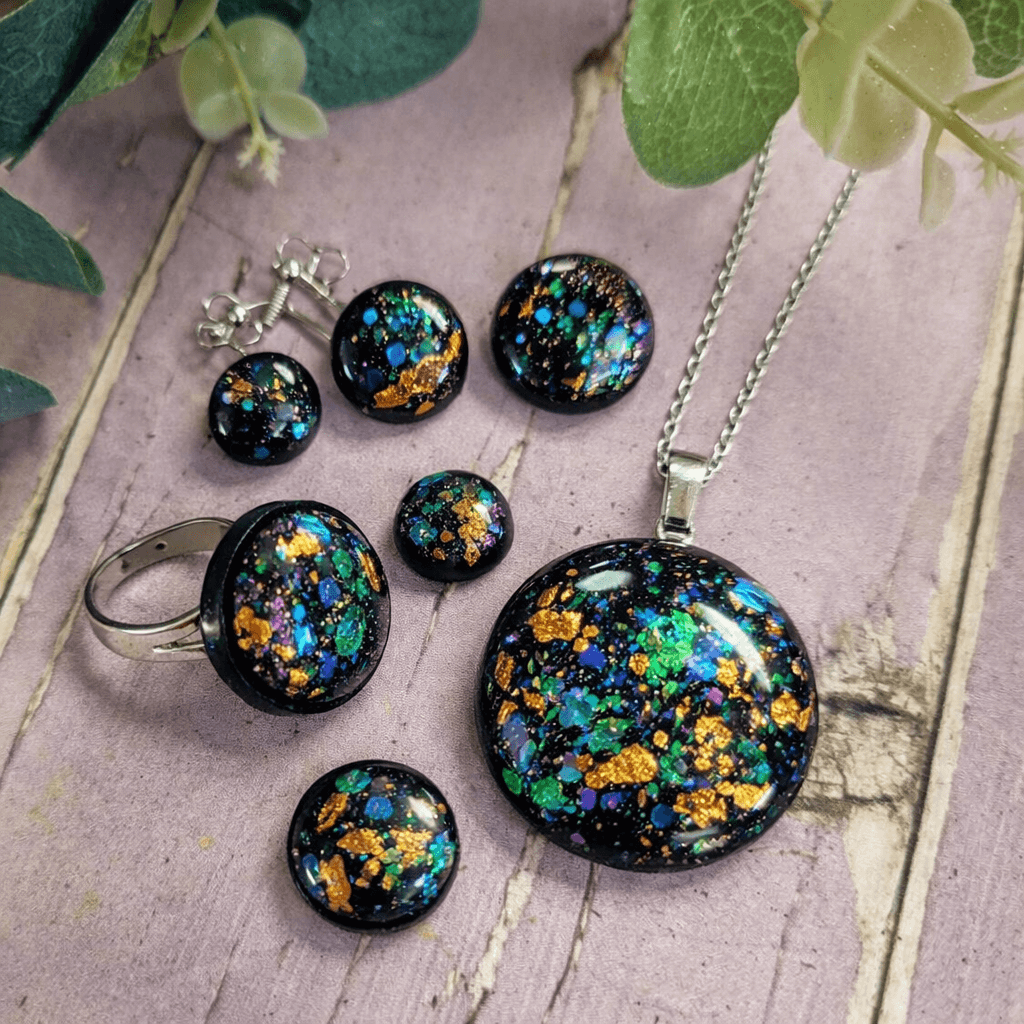 opal inspired jewellery made from polymer clay
