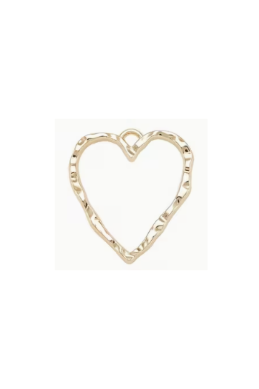 Gold heart-shaped open bezel pendant frame for resin jewellery making, photographed on a white background.