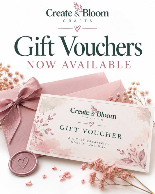 Create & Bloom Crafts gift voucher in a pink envelope