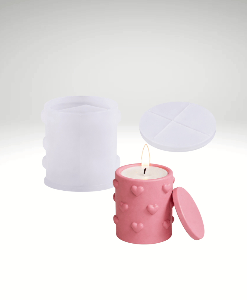 Silcone mould for resin, valentine mould, heart mould for resin crafting - with lid