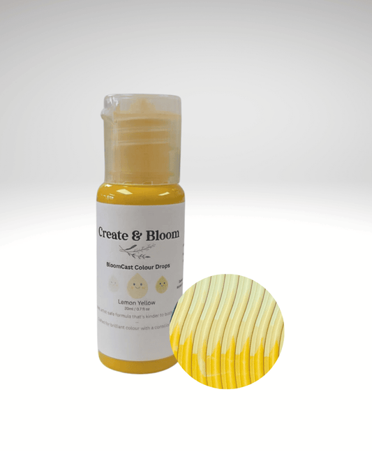 Yellow Bloom Cast Drops – Water-Based Pigment dye for Eco Pour and concrete craft mediums.