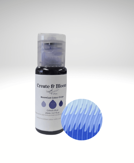 Cobalt Blue Bloom Cast Drops – Water-Based Pigment dye for Eco Pour and concrete craft mediums.
