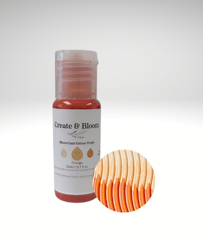 Orange Bloom Cast Drops – Water-Based Pigment dye for Eco Pour and concrete craft mediums.