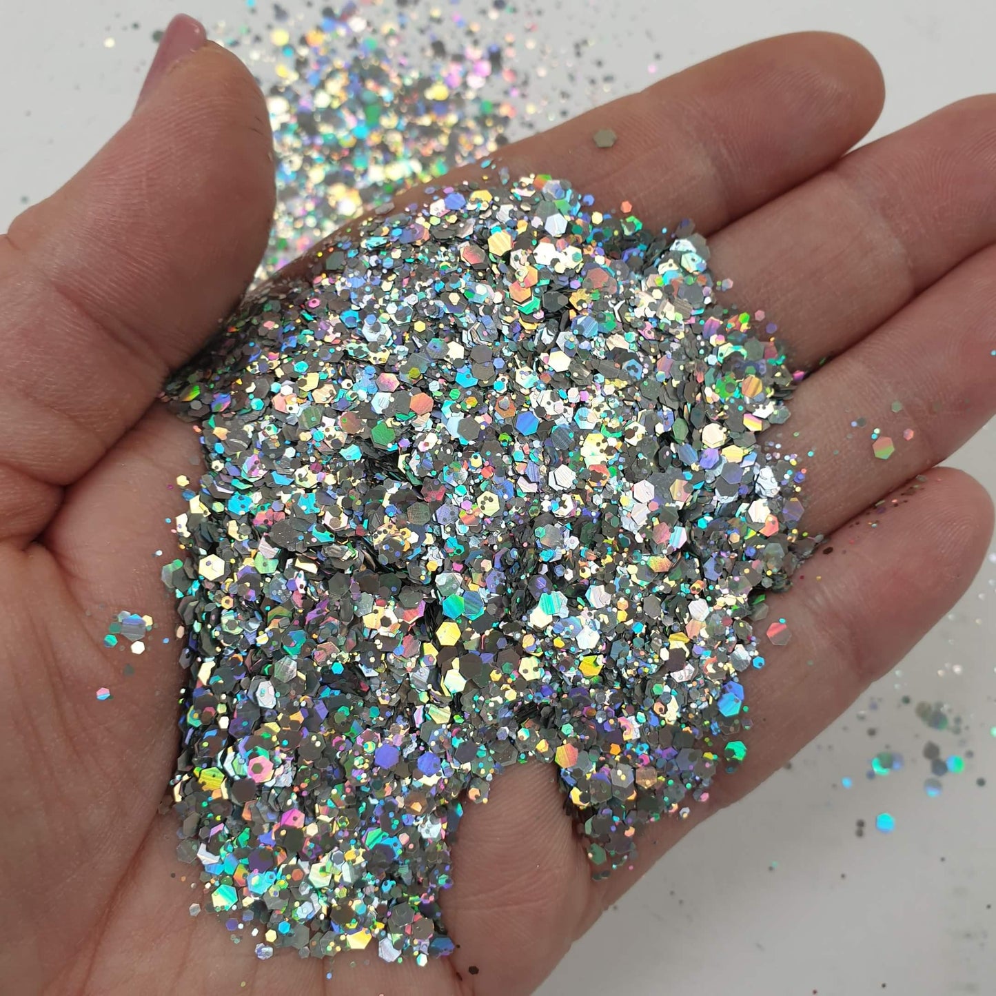 Planet-Friendly Bio Silver Holo Glitter Mix: Genevieve