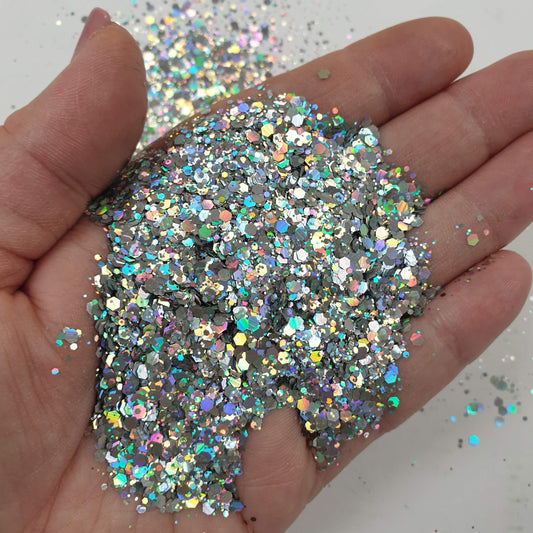 Planet-Friendly Bio Silver Holo Glitter Mix: Genevieve