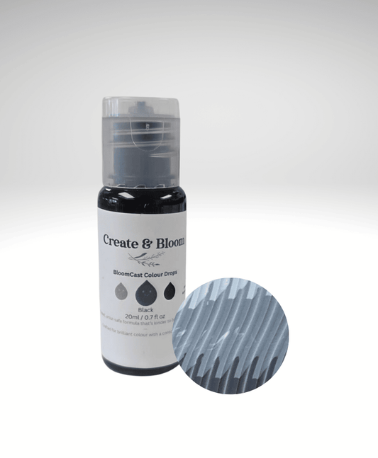 Black Bloom Cast Drops – Water-Based Pigment dye for Eco Pour and concrete craft mediums.
