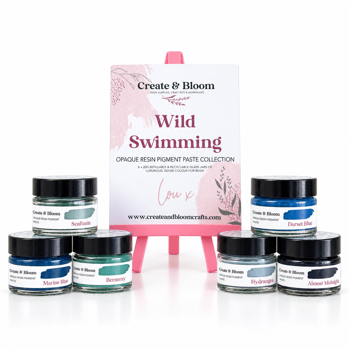 Wild Swimming blue opaque epoxy resin pigment set with 6 coastal colours