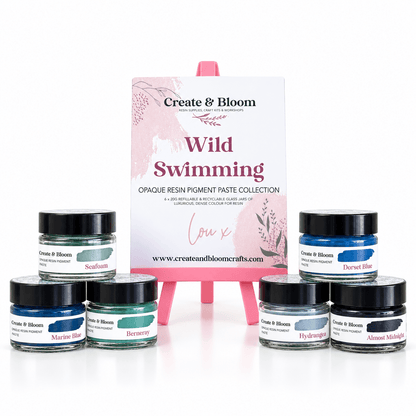 Wild Swimming blue opaque epoxy resin pigment set with 6 coastal colours