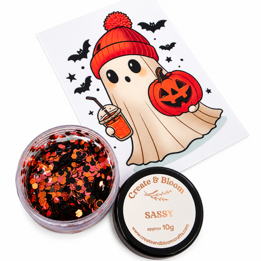 Ghostie & Sassy Glitter – Halloween Sticker & Glitter Set
