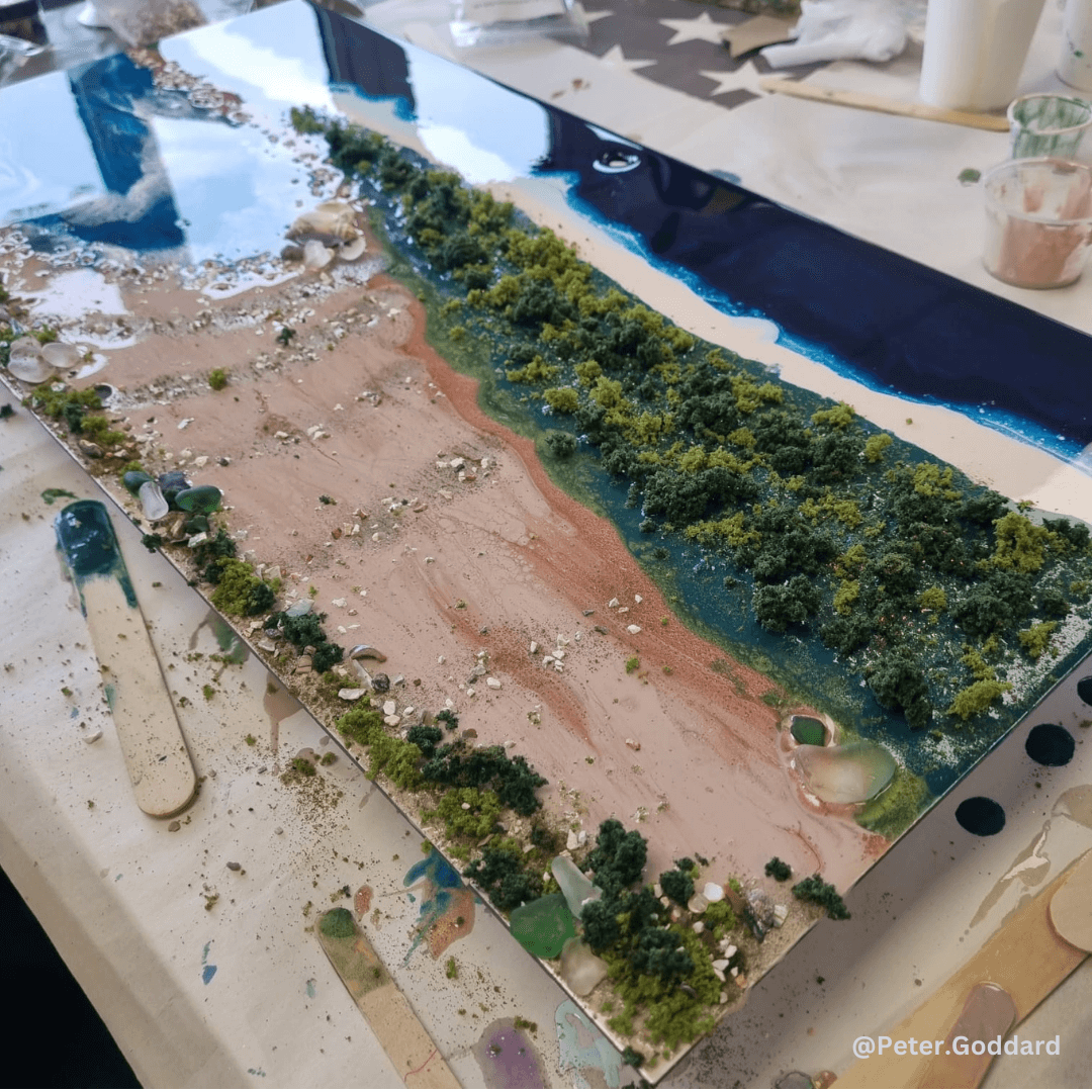 Zoom & Bloom: Rolling Waves, Rising Tides: A Resin Seascape Class! Sat 26th July 7pm