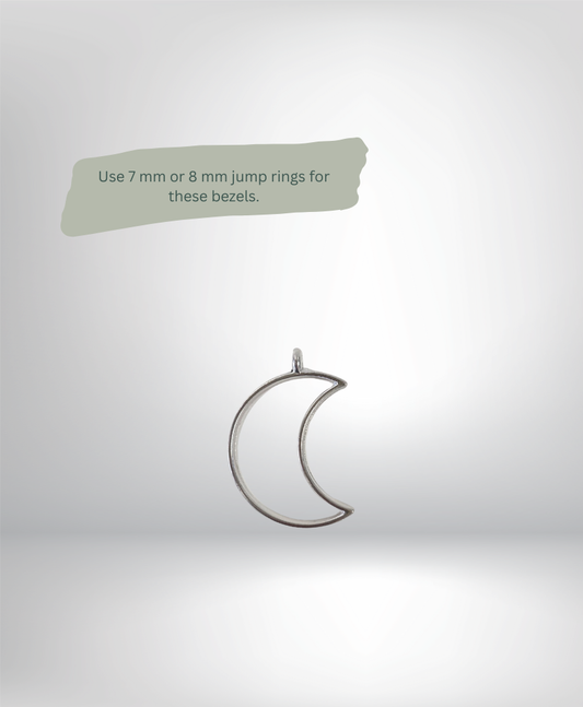 Zinc Alloy Open-Backed Moon Pendant Bezels -  For Resin Crafts