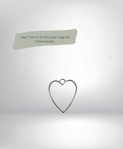 Zinc Alloy Open-Backed Heart Pendant Bezels - 25mm