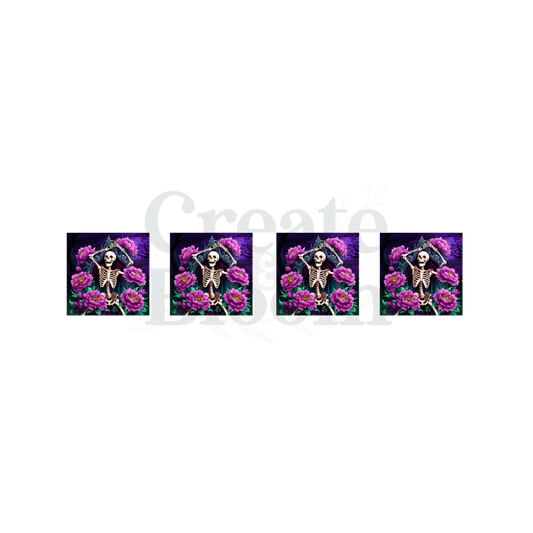 Premium UVDTF Vinyl Transfers for Resin Tumblers & Crafts: Floral Skeleton!