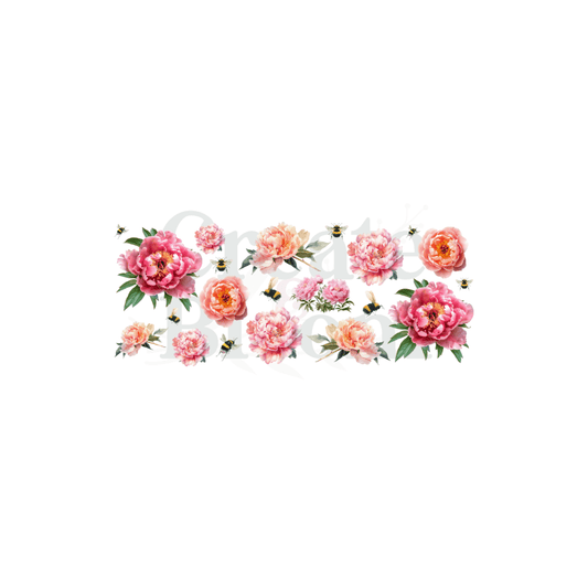 Premium UVDTF Vinyl Transfers for Resin Tumblers & Crafts: Peonies!