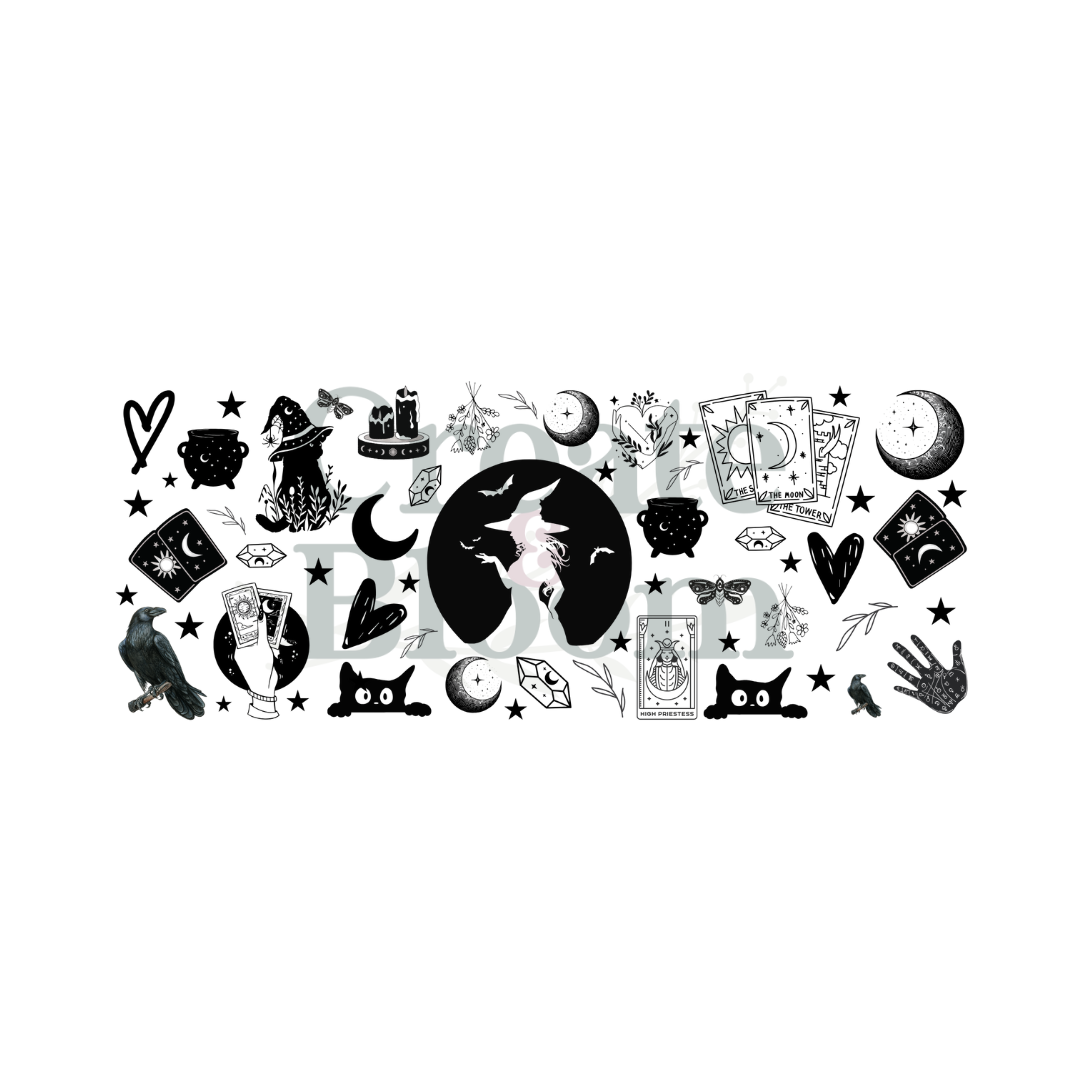 Larger Size Premium UVDTF Vinyl Transfers for Resin Tumblers & Crafts: Witch Please!