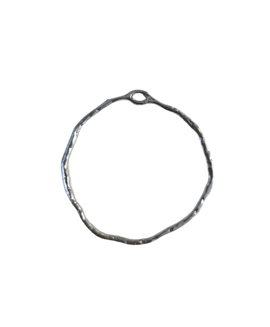 Silver Hammered Round 34mm Bezel - Individually Sold for Resin Crafting!