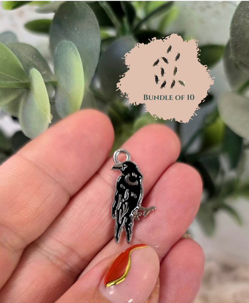 Crow & Skull Alchemy – 30pcs Gothic Jewellery Charms, Set of 10!