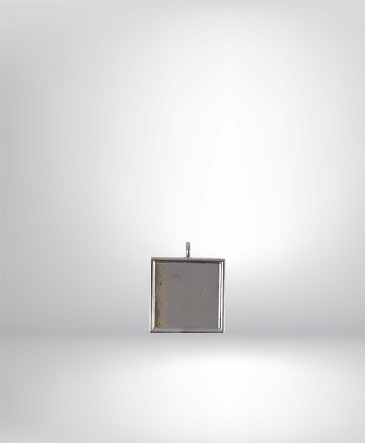Silver Zinc Alloy Closed-Backed Square Pendant Bezels - Square, Non-Textured!