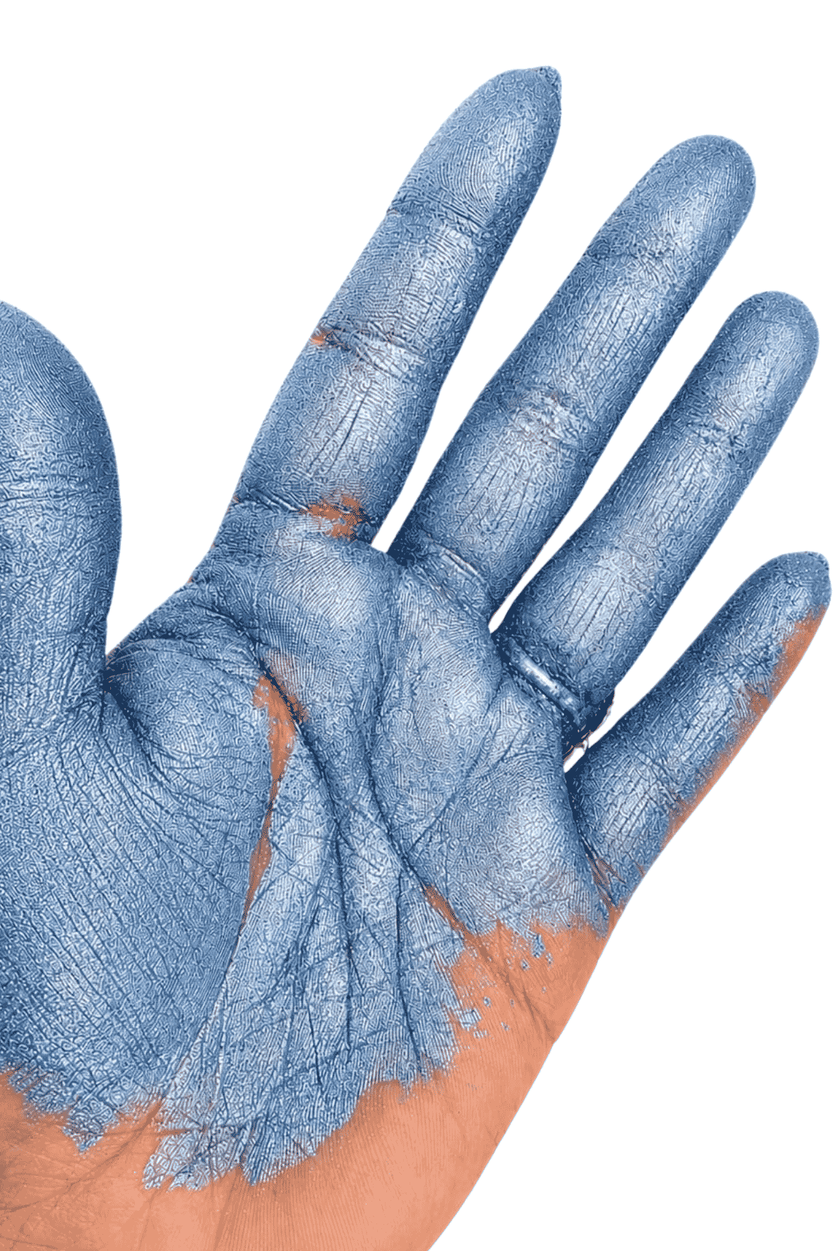 Cornflower blue mica powder, pigment powder for resin and mixed media on a hand