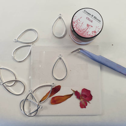 Set of 5 Silver Plated Open-Backed Teardrop Pendant Bezels - 30x20mm