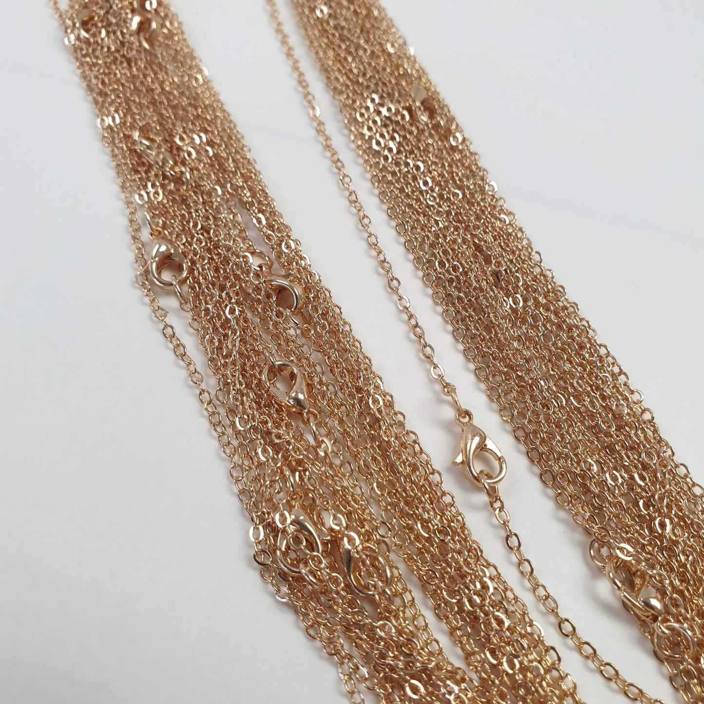 Set of 5 Warm Gold Plated Fine Trace Chains - 18"