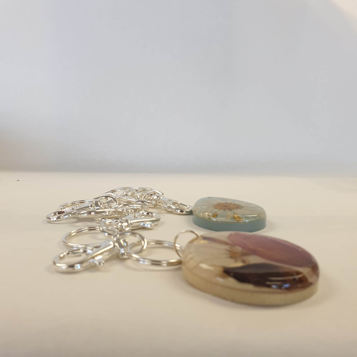 Set of 5 Bright Silver Plated Keyring Fittings