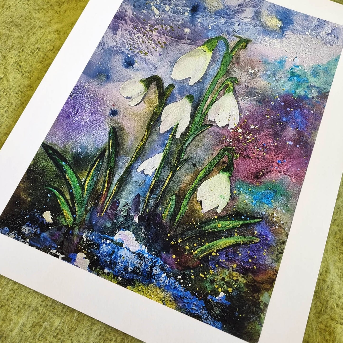 Snowdrops at Lower Swell - Watercolour Giclee Print 21x30cm