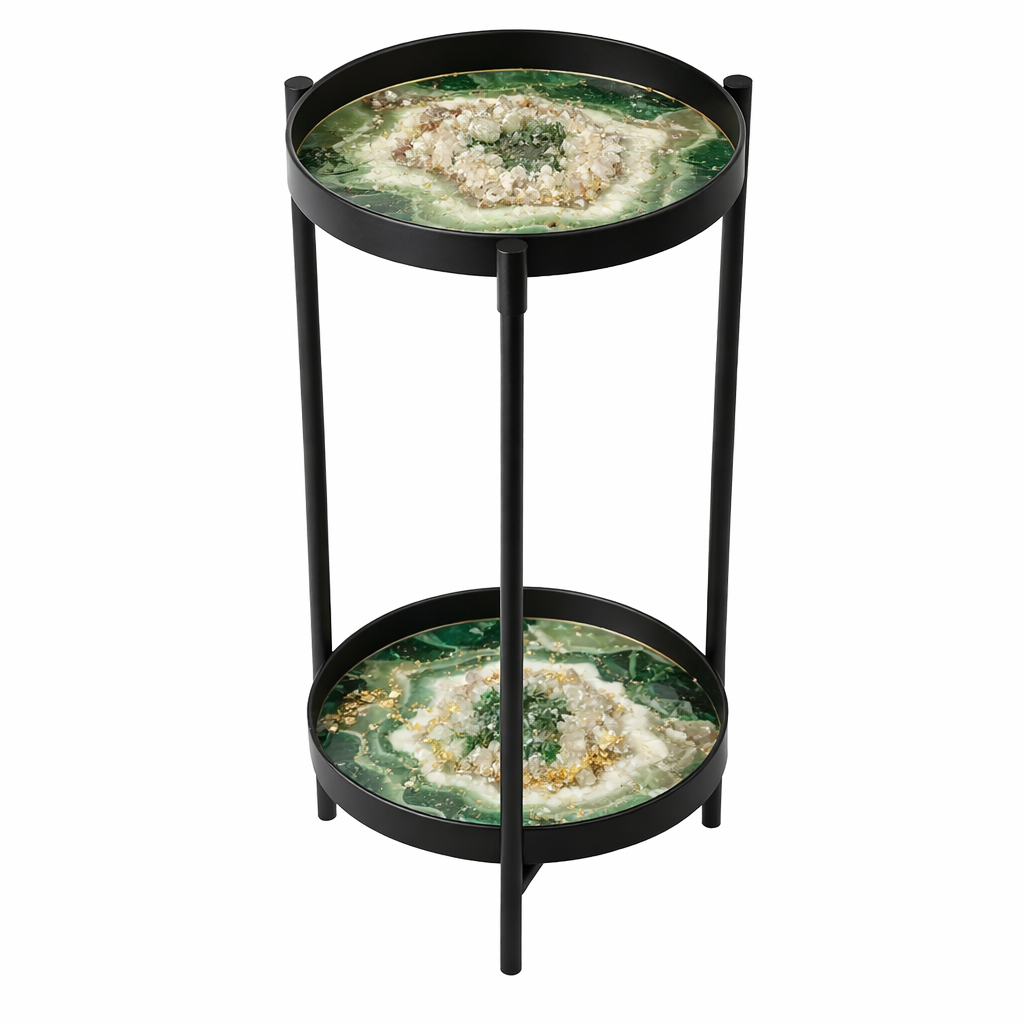 grean and white rock cluster table 