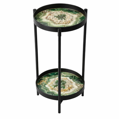 grean and white rock cluster table 