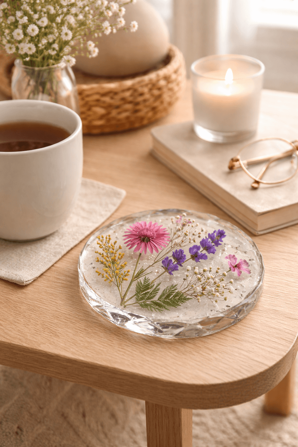 Coaster mould for botanical coaster making, resin pouring