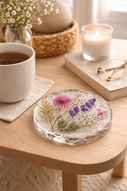 Coaster mould for botanical coaster making, resin pouring