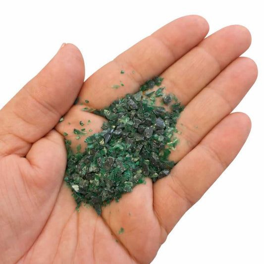 Mixed media crafts - green class for textured art - recycled green glass