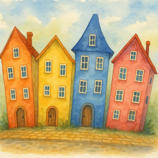 Whimsical Watercolours: Rainbow Row Wonky Houses, Tues 8th July 8pm