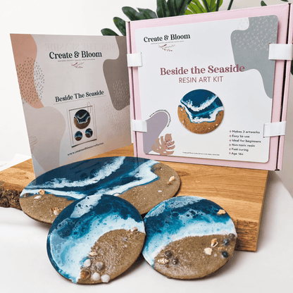 learn resin, ocean art kit, epoxy craft kit, resin gift
