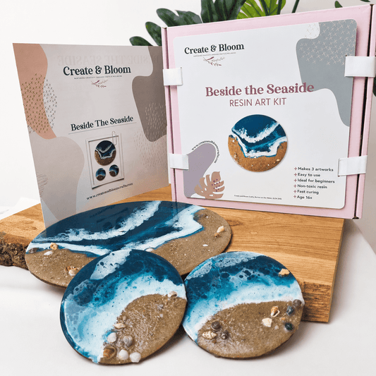 learn resin, ocean art kit, epoxy craft kit, resin gift