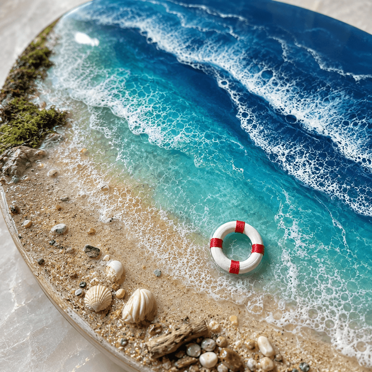 miniature diorama for mixed media - small lifesaver ring, 