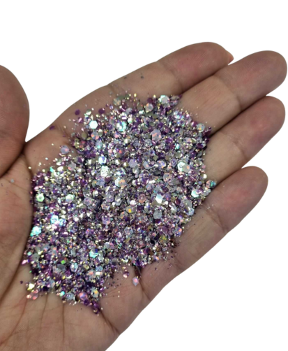 silver and lilac glitter