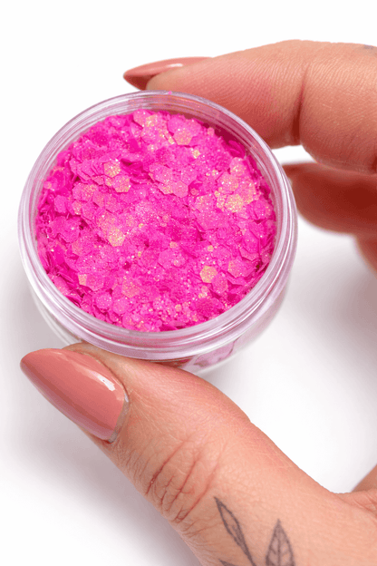 Neon Pink glitter - matt finish, bright pink glitter in pot